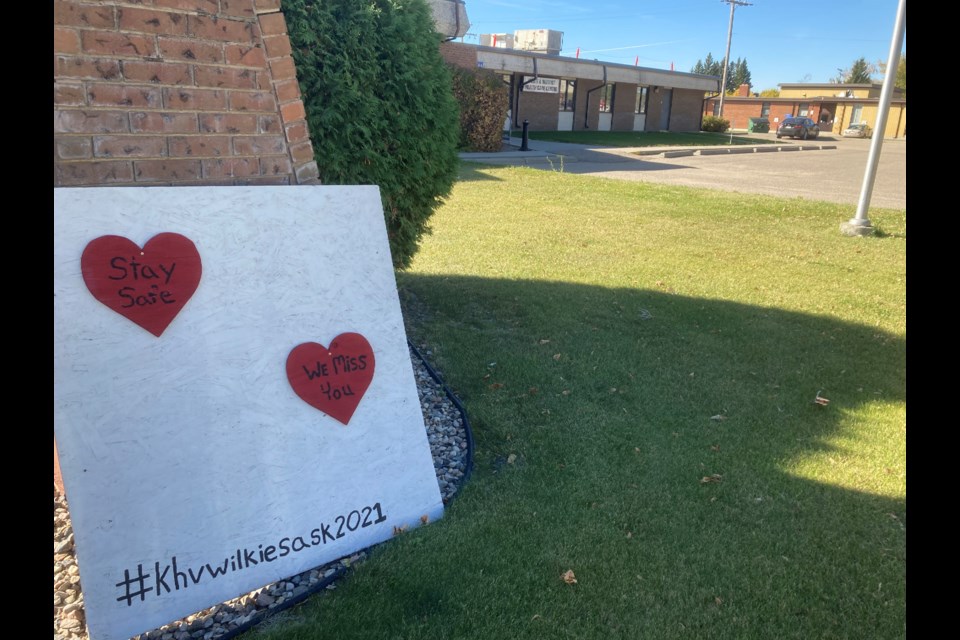 The heart sign located at the Wilkie Health Centre and Poplar Courts Special Care Home symbolizes the hearts of the people of Wilkie and surrounding area who are hoping that the ER will be open soon. 