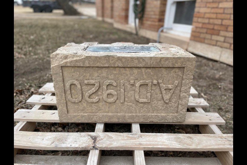 Who knew?  During the restoration project on the front steps of the Kerrobert Courthouse, a time capsule was discovered.
