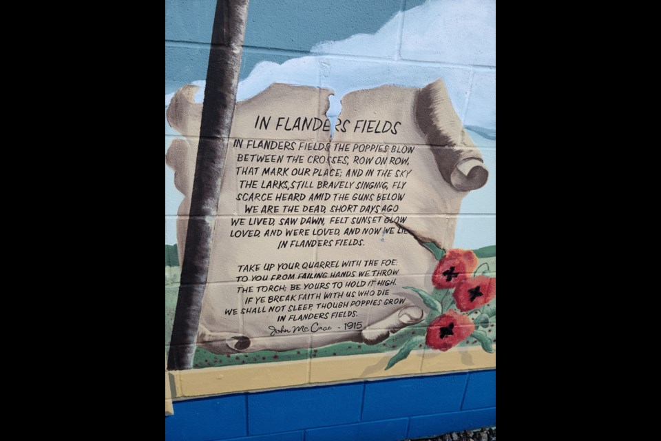 The poppy is part of this wall-size mural on Unity's Legion branch location. 