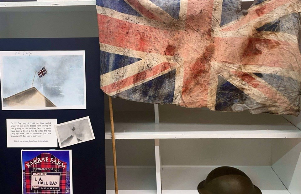 On display at the Luseland Museum was the Union Jack flag that flew on May 8, 1945, from a granary on the Halliday farm near Luseland. 