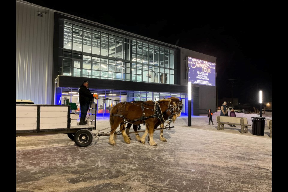 A horse drawn sled awaits guests as part of the holiday tradition in Assiniboia known as Twinkle Tour.