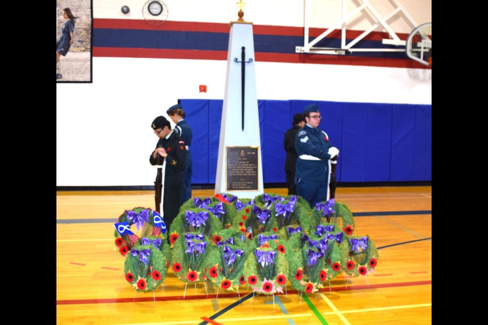 Many wreaths were laid at Estevan's Remembrance Day service. 