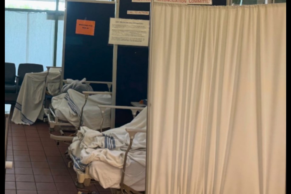 Patients are being treated in the hallways of the Royal University Hospital's emergency department.