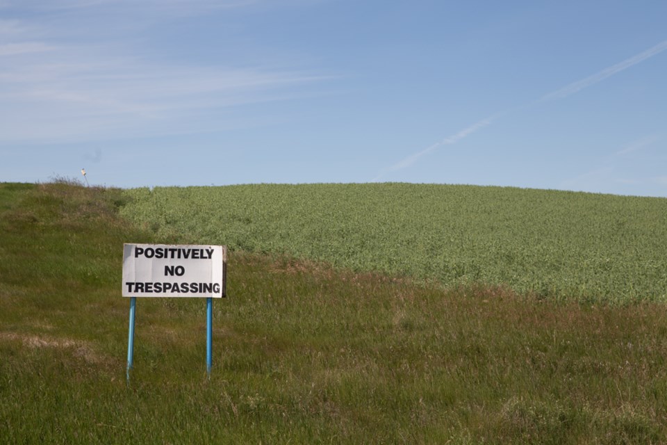 A "No Trespassing" sign near the Hamlet of Ardill.
