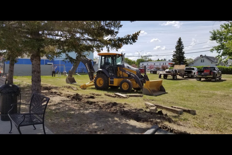 Work is being done in Wilkie for the downtown market square, which will be a  park with gazebos, picnic tables, and sheds that can be used for outside tradeshows or farmer’s markets.  The space will give people space to sit and enjoy the outdoors right in the middle of town.   