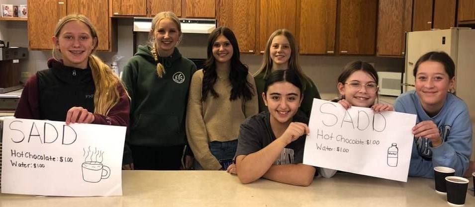 Maidstone High School SADD Students served up hot chocolate, bottled water and plenty of smiles at Moonlight Madness Dec. 1. 