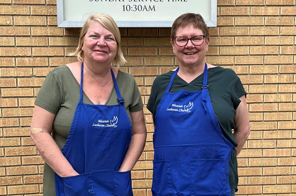 Jeanne Martinson and Karen Meagher were running the rummage sale at the Messiah Lutheran Church barbecue June 7.