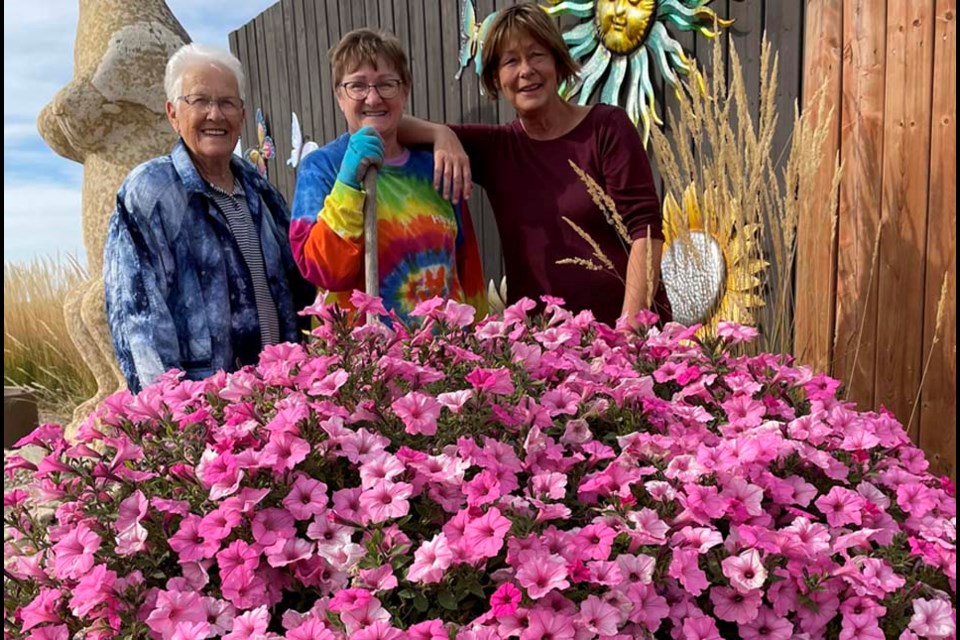 Eston Communities in Bloom committee members Edna Williams, Ellen Owens and Loreen Buskell are among those who have helped the town to eight provincial competition wins.
