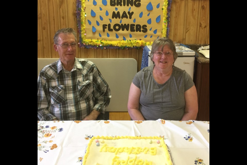 Borden Friendship Club members celebrating April birthdays are Ed Neufeld and Mary Thiessen. 