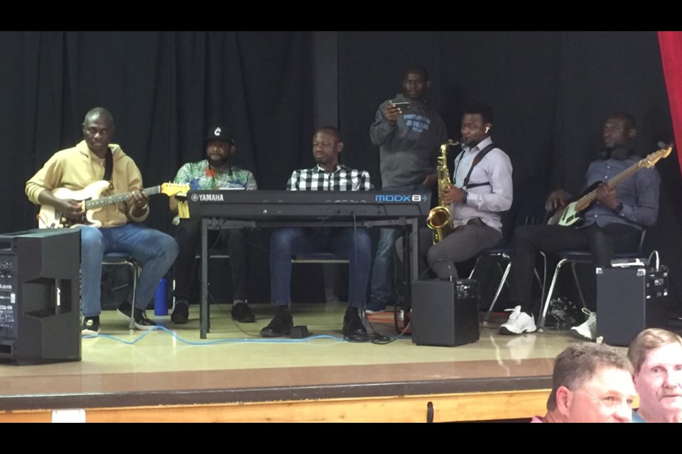 Nigerian band playing at Gladys Wensley's 90th birthday celebration.