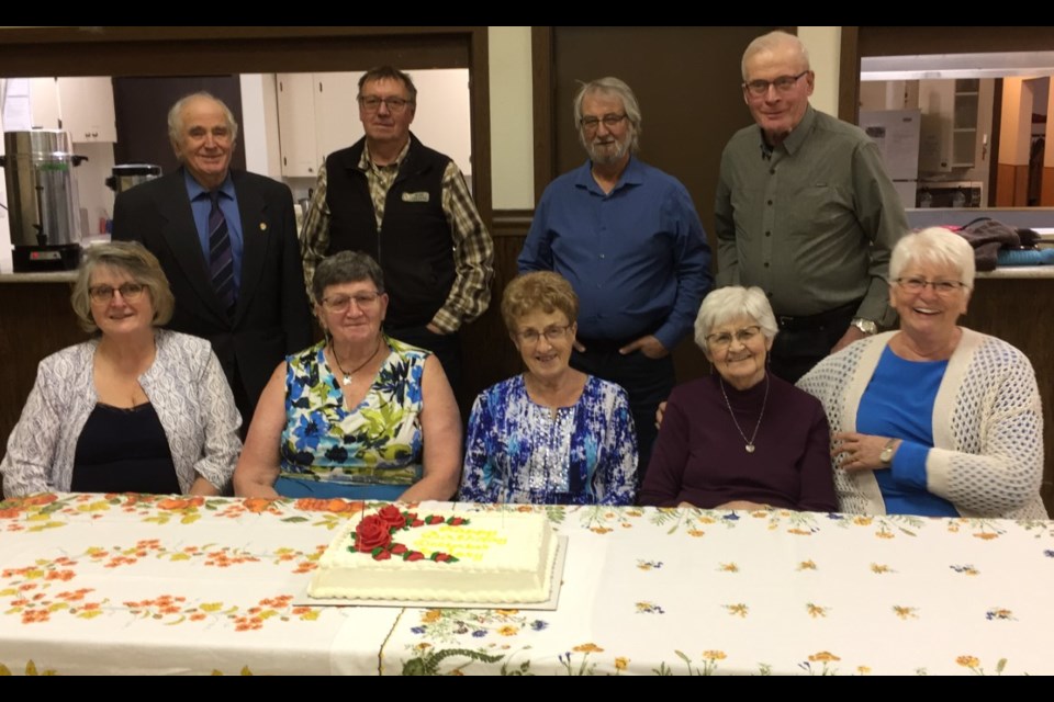 Borden Friendship Club members celebrating birthdays in December and January are: back row: Wendell Dyck, Ron Tumbach, Gabby Lajoie and Archie Wainwright; front row - Lorraine Lajoie, Lorraine Olinyk, Dianne Rawlyk, Elizabeth Derksen and Miriam Hamm. 