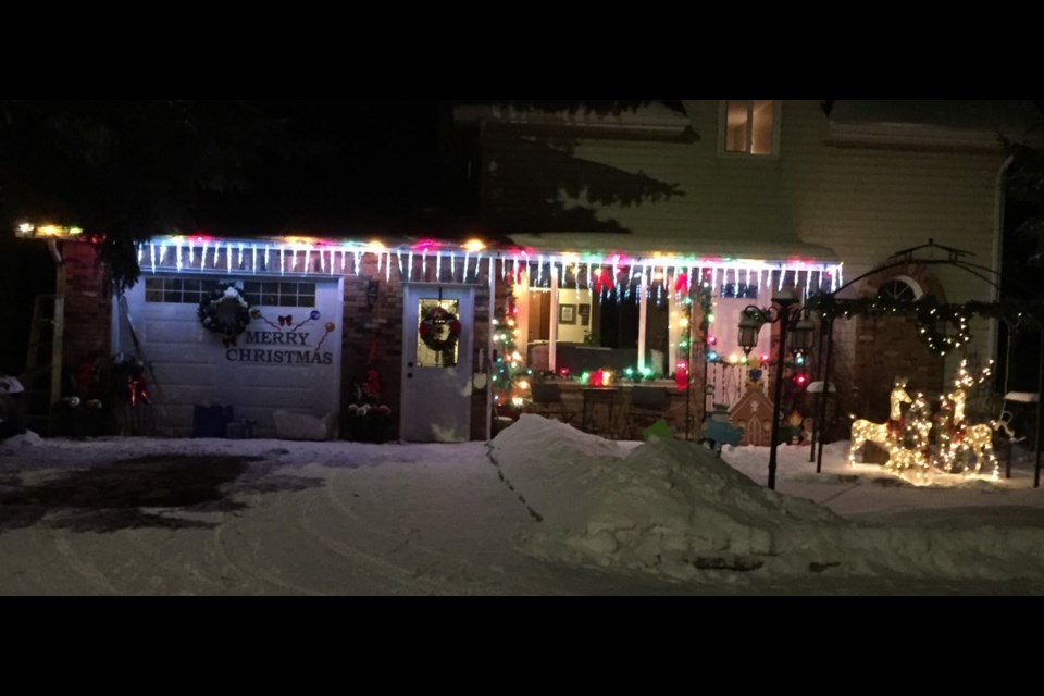 One of the 18 homes being judged in the Borden Christmas lighting competition. 