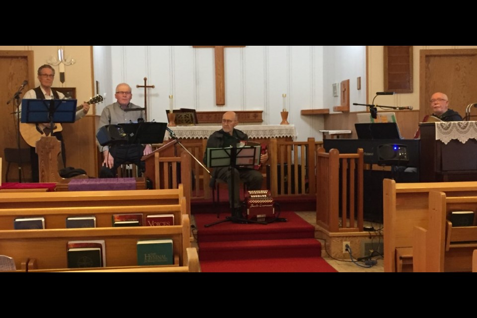 Celtic Country playing at St. John’s Anglican Church March 25. Members of the group are Ed Neufeld, Archie Wainwright, Sean O'Connor and Bob Wardhaugh.