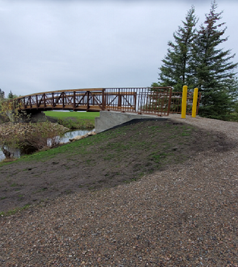 A new pedestrian bridge across Fisher Creek in Candle Lake Provincial Park.