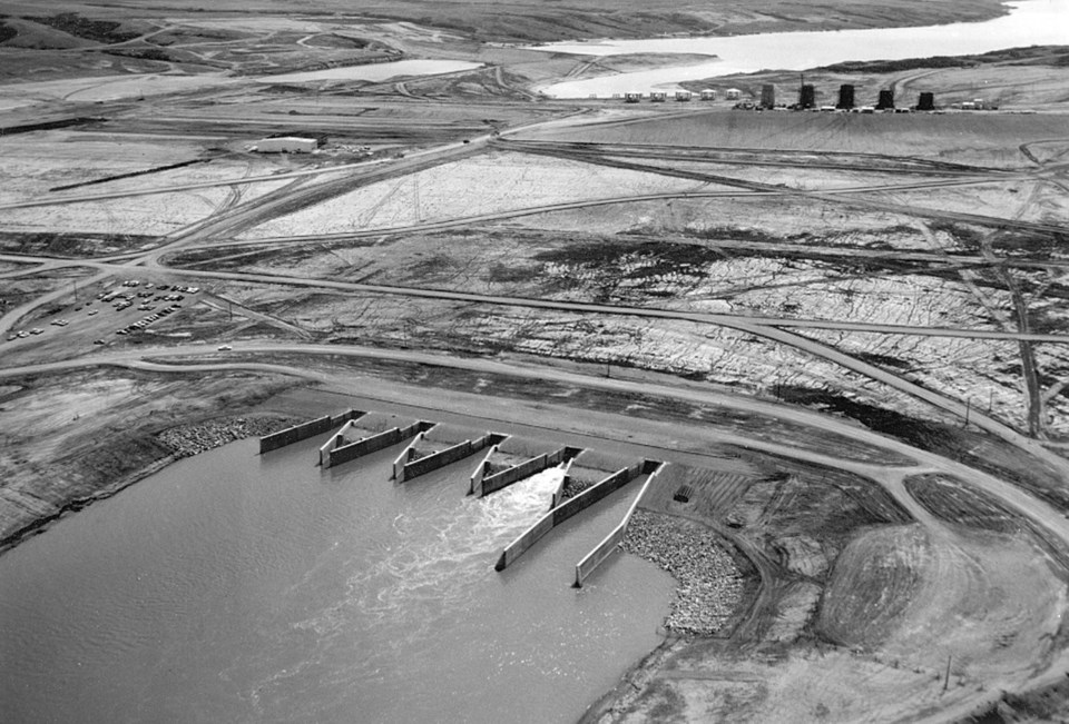 Coteau Creek Electric Plant, during its construction in July of 1967