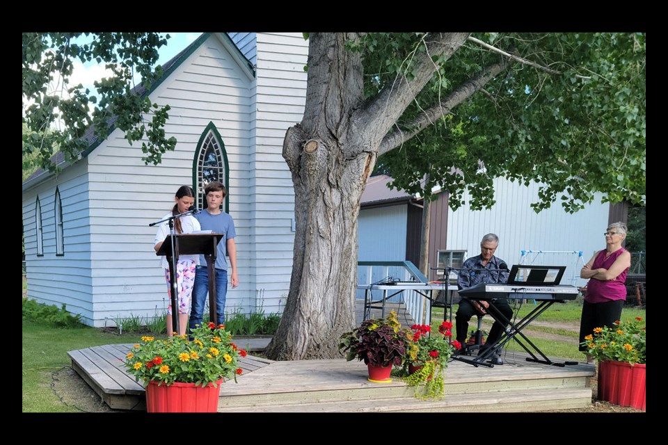 Joanne and Benjamin Owens shared the story of St. Faith’s Church at Maidstone Museum’s open fellowship Aug. 7. 