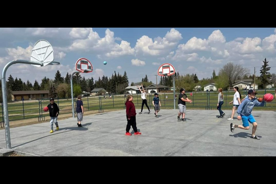 Students are already enjoying the new multi-purpose court located on Maidstone school grounds. 