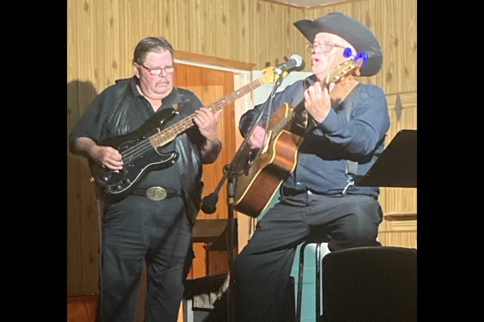 Entertainer Jim Chute and accompanist Terry Hancock performing at Rabbit Lake Hall Aug. 28. 