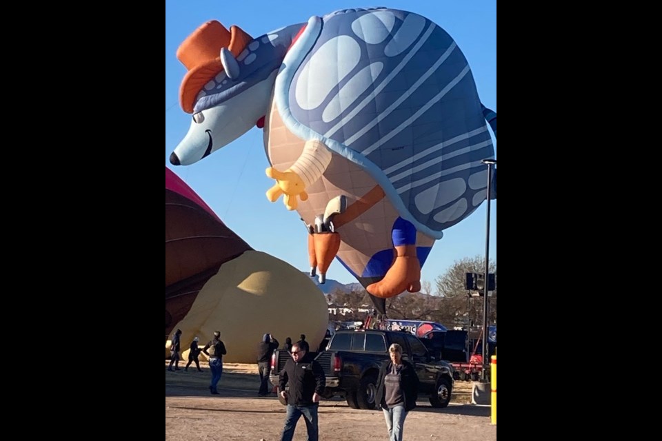 Hot air balloon at Lake Havasu. Ariz. in the early morning, but it was too windy for ascending. 