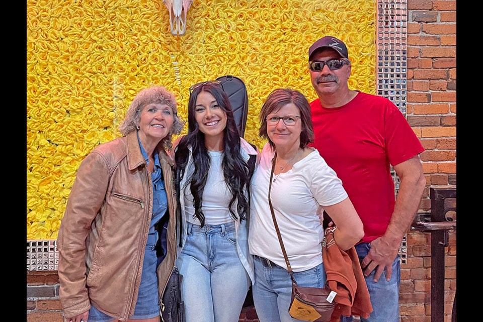 In Nashville from left to right. Elaine Woloshyn, the star Shantaia along with her parents Lana and Allan Poulin from Warman, Sask. (originally Spiritwood ) who moved when their daughter was 15 years old to Saskatoon.