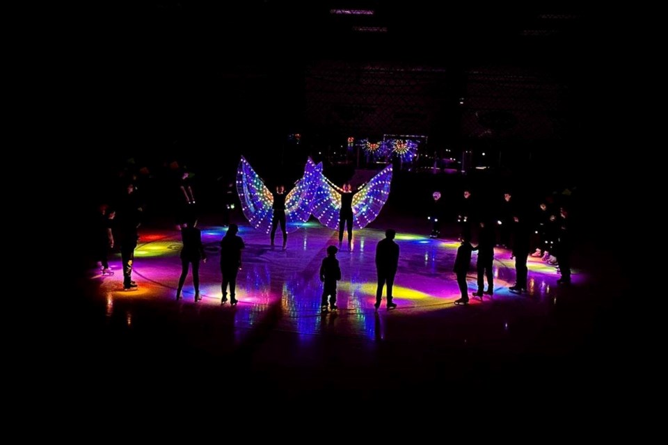 An entertaining number by a group of figure skaters at the Spiritwood carnival last Sunday. 