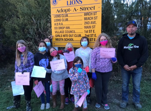 Meota Girls' Club members were recently awarded a certificate of appreciation by Meota mayor Dave Konopelski. In the photo are: back row - Ynnah Hildebrandt, Ivy Gansauge, Lily Konopelski; middle row - Leisel Weiler, Dallas Pelletier, Gretta Weiler, Dimitra Wisner; front row - Cecilia Weiler and Dave Konopelski.