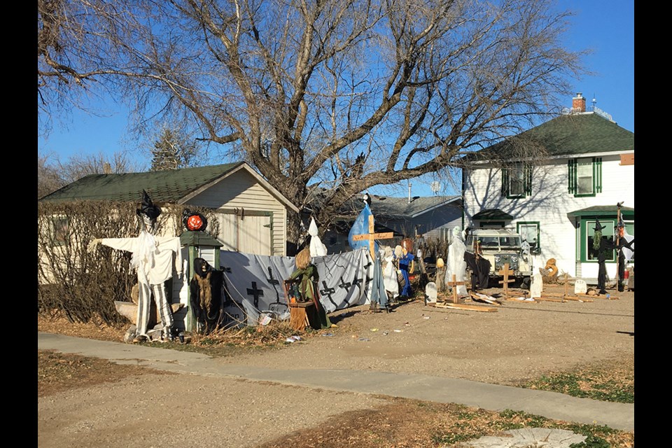 Some elements of the Soucess family's Halloween display were creatively spooky.