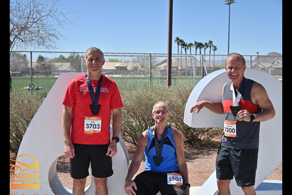 Paul St. Amant and Louis and Charles Baillargeon recently ran the Mount Charleston Marathon northwest of Las Vegas. 