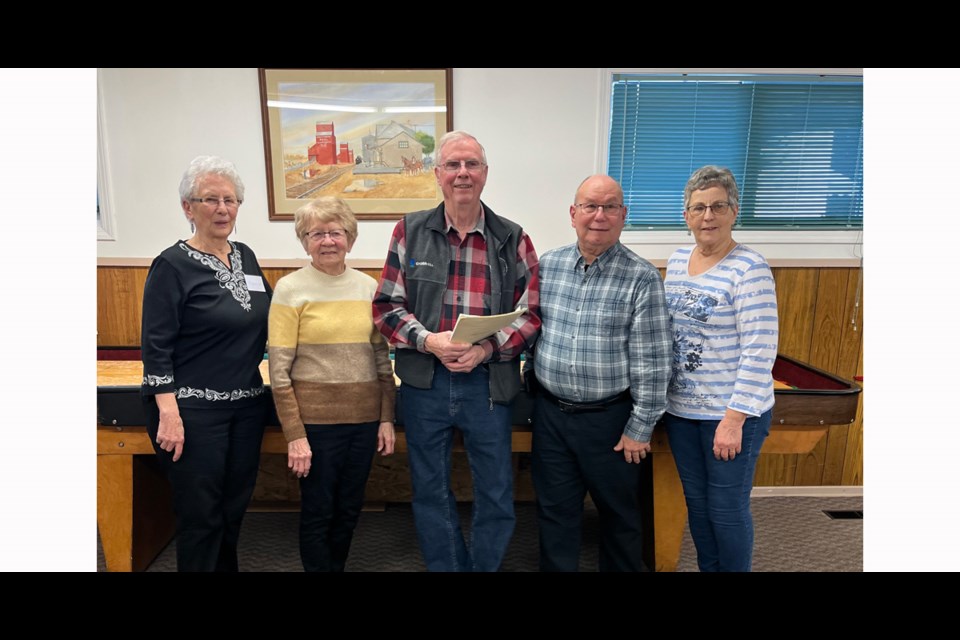 Earning first place in Saturday’s Meota Do Drop; In shuffleboard tournament were Arlene Walker (partner Lillian Sorenko missing). Second were Gail Hilderman and Nestor Fransoo and in third place were Bob Lesko and Karn Kelly. 