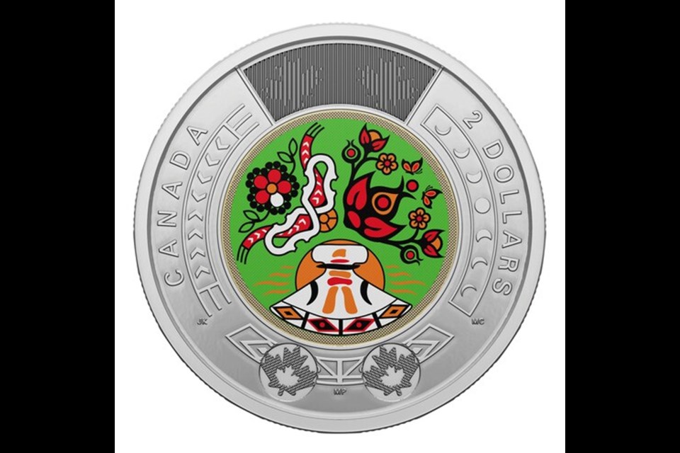 The Royal Canadian Mint's $2 commemorative circulation coin celebrating National Indigenous Peoples Day.