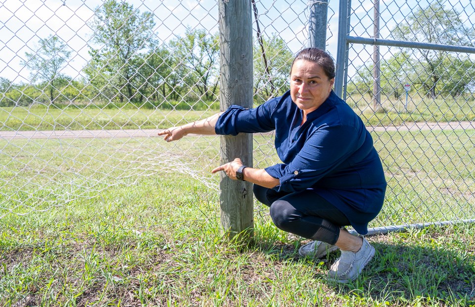 Vesna Fa shows where the thieves broke in.