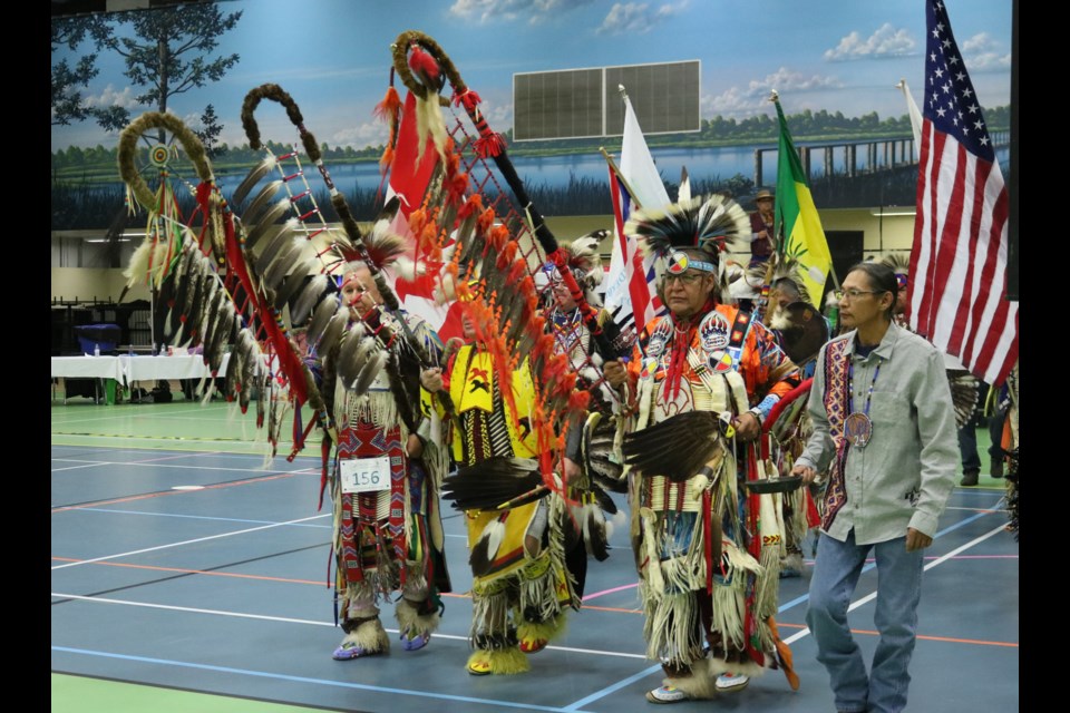 Grand entry at the powwow Saturday.