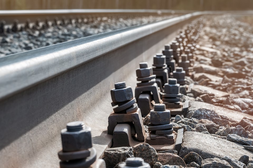 railroad tracks macro
