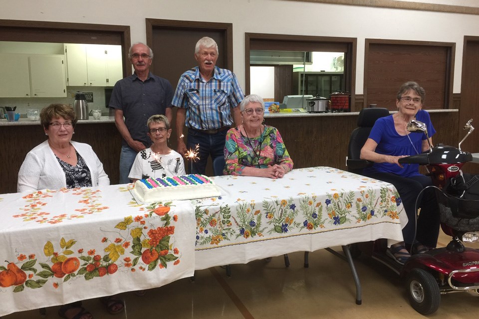 Borden Friendship Club members celebrating birthdays in June are Mel Brooke, Ruben Rempel, Sharon Assman, Anne Palmer, Sandi Long and Florence Neufeld. 