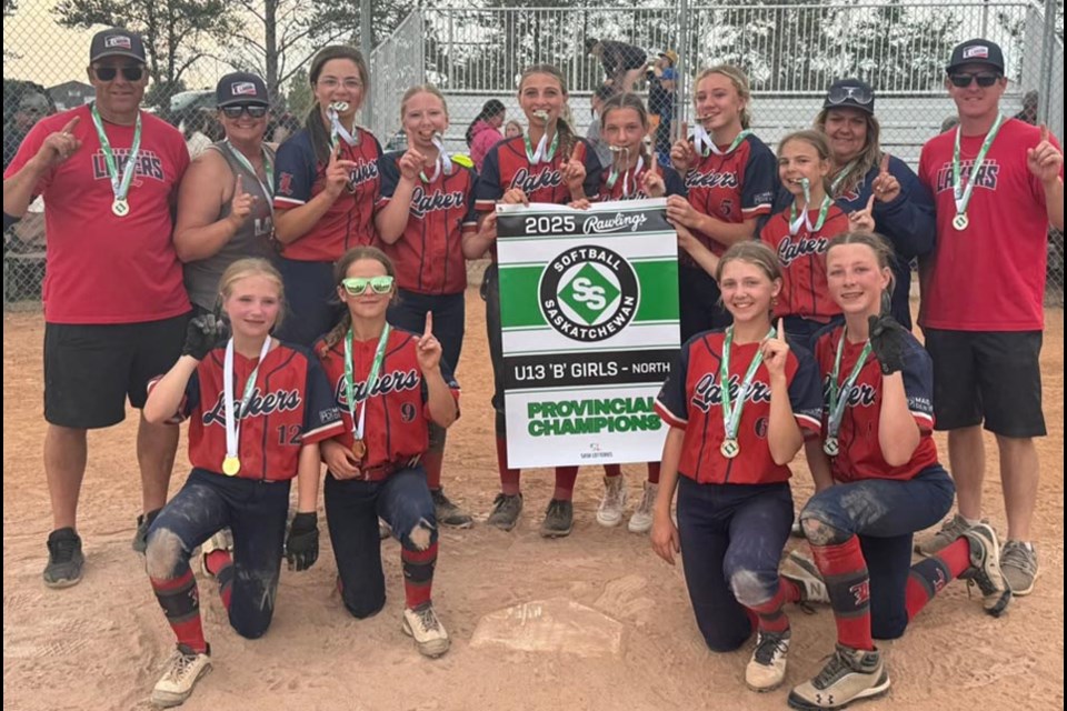 Maidstone Lakers U13 girls are Softball Saskatchewan 2025 Provincial Champions. 