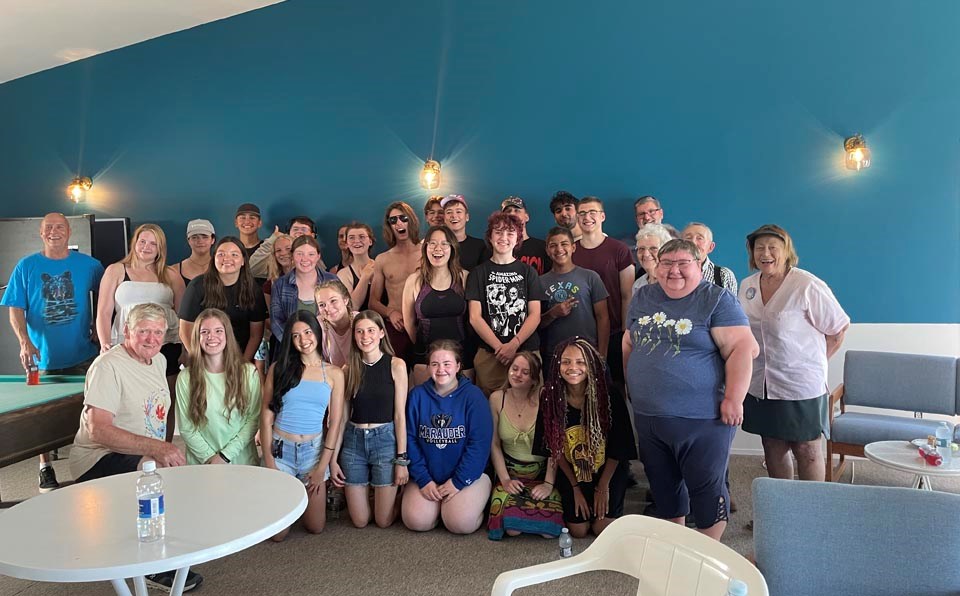 Meota Lakeshore Lions participated in the Lions International Student Exchange Program. Students from far and wide spent time in Saskatchewan experiencing life on the Canadian Prairies. Local Lions members organized a fun-filled day for them on and off the water. The group photo shows the size of the group as well as the lovely colour of the sailboat clubhouse walls. Local pontoon boat owners were excited and challenged to take out a “boatload” of teenage adrenaline. 