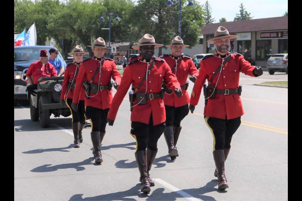 The 150th anniversary of the RCMP was a theme of the Yorkton Summer Fair parade.