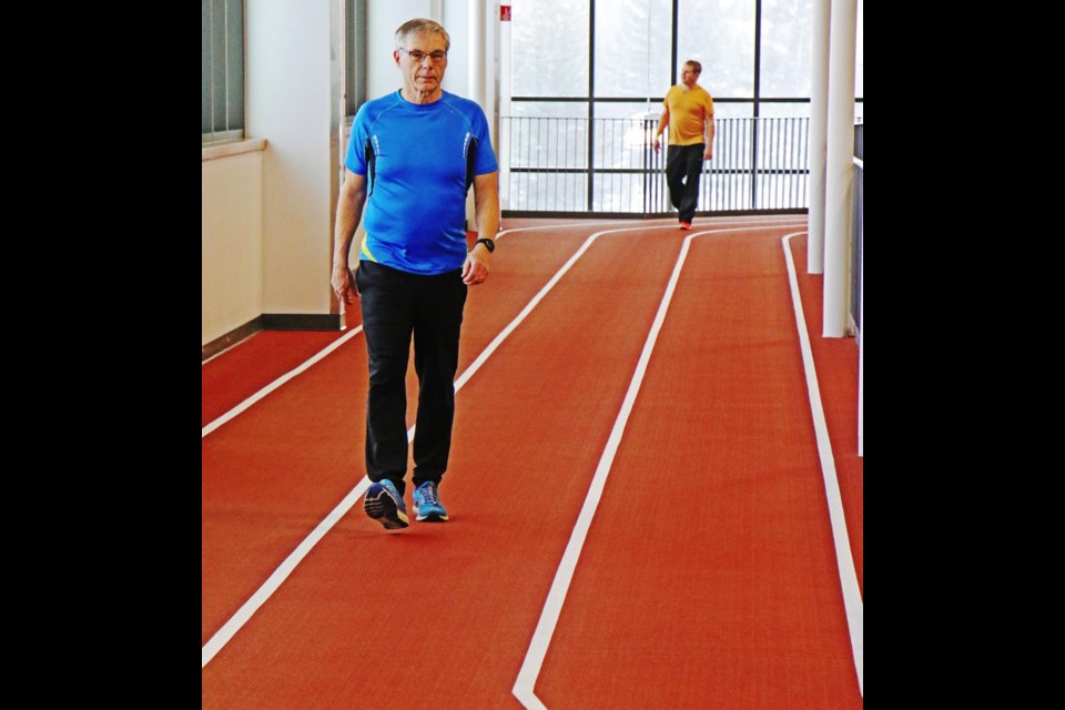 Doug Loden, president of the Weyburn Rotary Club, did walking at the Credit Union Spark Centre for the 75-Day Challenge.