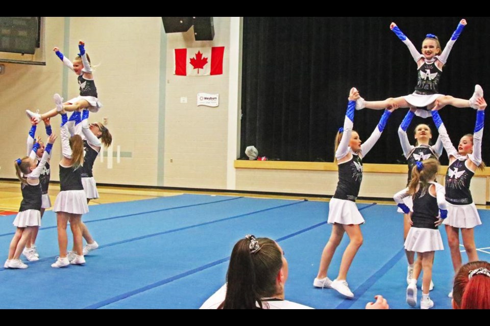 The Blue Jays cheer team showcased their routines on Wednesday evening at the Airbourne Athletics showcase.
