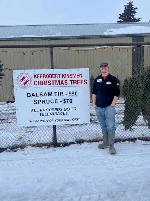 Kerrobert Kinsmen member, Ashton Tetzlaff, will be one of the club's members selling trees to benefit Telemiracle 47.