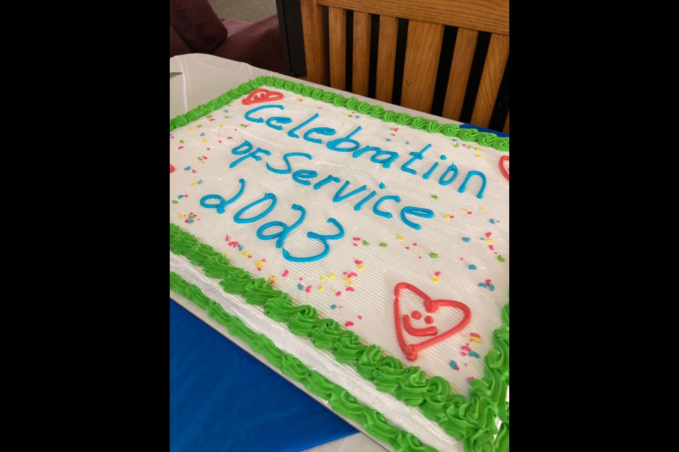 A celebratory cake was cut and served as part of the June 22 event held at Unity's Parkview Place recognizing all the contributors to the senior assisted living centre.