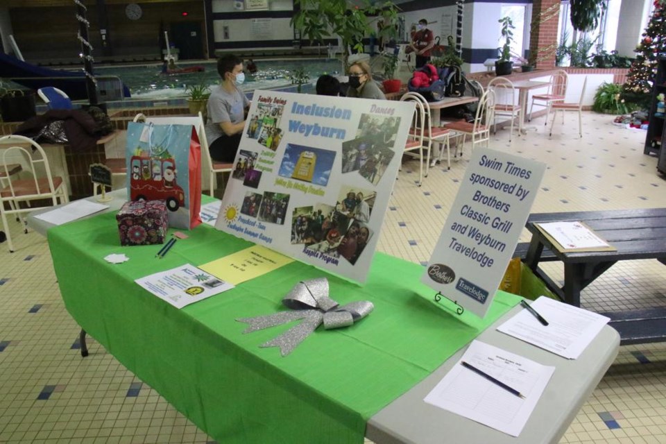 This was an information table about Inclusion Weyburn, provided at a recent buddy swim at the Leisure Centre