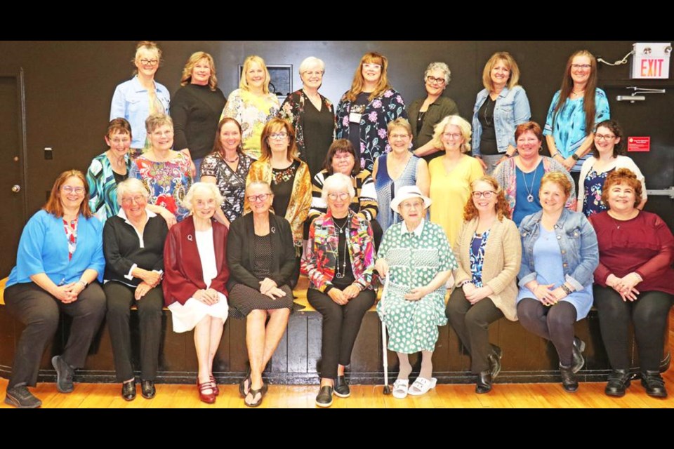 The current and past members of the Quota Club of Weyburn gathered one last time on Thursday evening. In the back row from left are Heather Sidloski, Kathy Coroluick, Mary Jane Verbeem, Carmen Villness, Dr. Cheryl Roundy, Theresa Girardin, Pam Kwachka and CindyAnn Boehm. In the middle row are Dianne Sander, Val Wing, Shelly Babiarz, Madam Justice Catherine Dawson, Jo Bannatyne-Cugnet, Karla Kennedy, Kelly Hansen, Ardelle Waldner and club vice-president Caitlyn Dusyk. In front are Jennifer Fabian, Joyce Kellett, Jean Fahlman, Sandi Schweitzer, Mayvis Goranson, Marlene Decker, club president Melanie Sorensen, Nancy McMahon and June Fletcher.