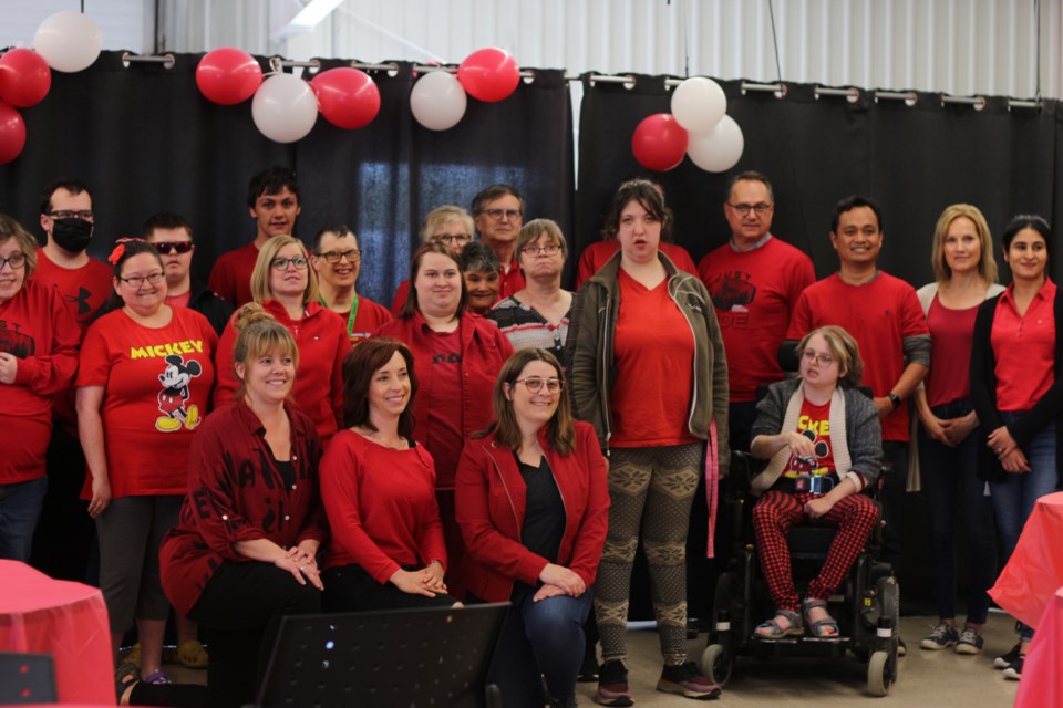 Participants of Red Shirt Day gathered at Sask Abilities.