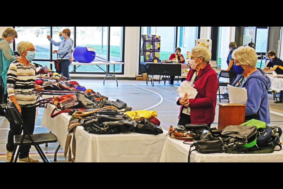 The handbags and scarves left from the Rotary Club sale will be donated to women's shelters in Regina, and scarves will go care homes in Weyburn.