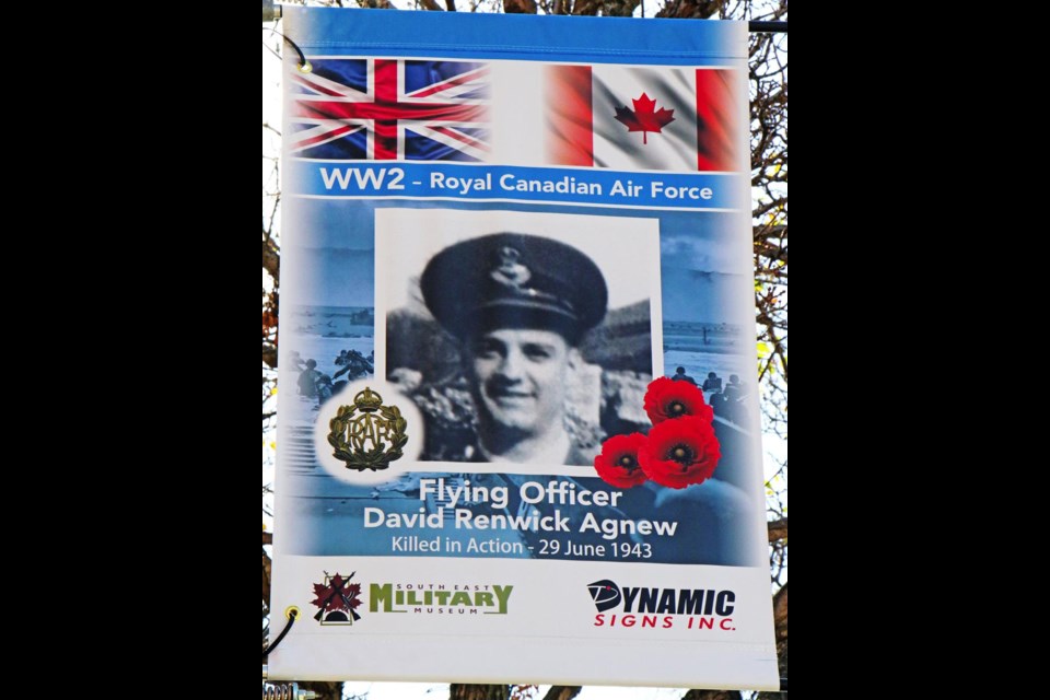This banner pays tribute to Flying Officer David Renwick Agnew of Weyburn, who was killed in action in June 1943