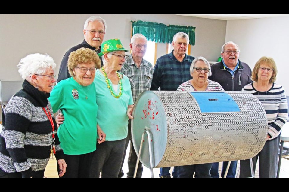 The board members and volunteers for the Wheatland Sr. Centre gathered for the raffle draws on Wednesday.