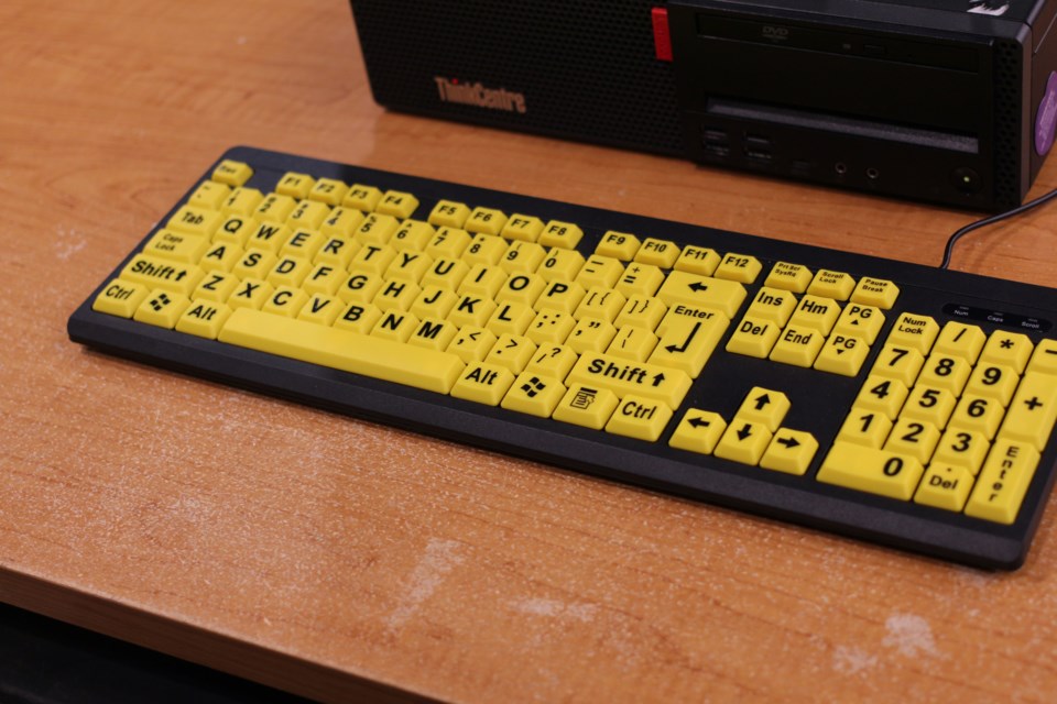 A large print keyboard at the YPL used to assist people with dementia.