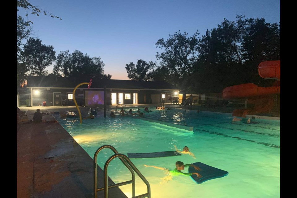 The swimming pool in Luseland held a movie night and midnight swim as one of their last events before the season closes Sept. 6.