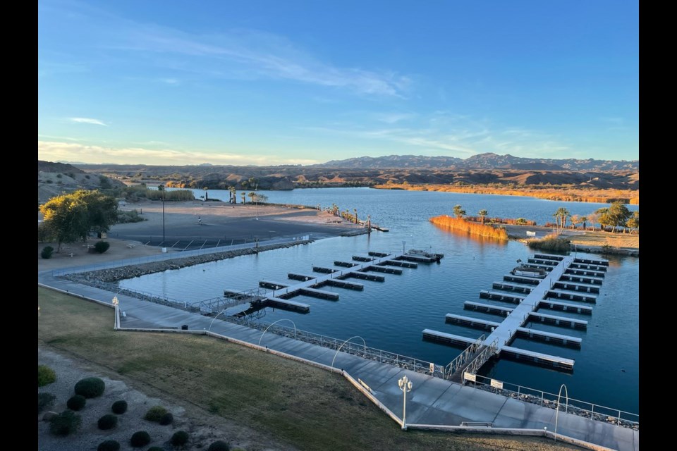 It’s currently too cold for a marina in Parker, Ariz. to have the boats ready for action but in the middle of February, this place will be extra busy. 